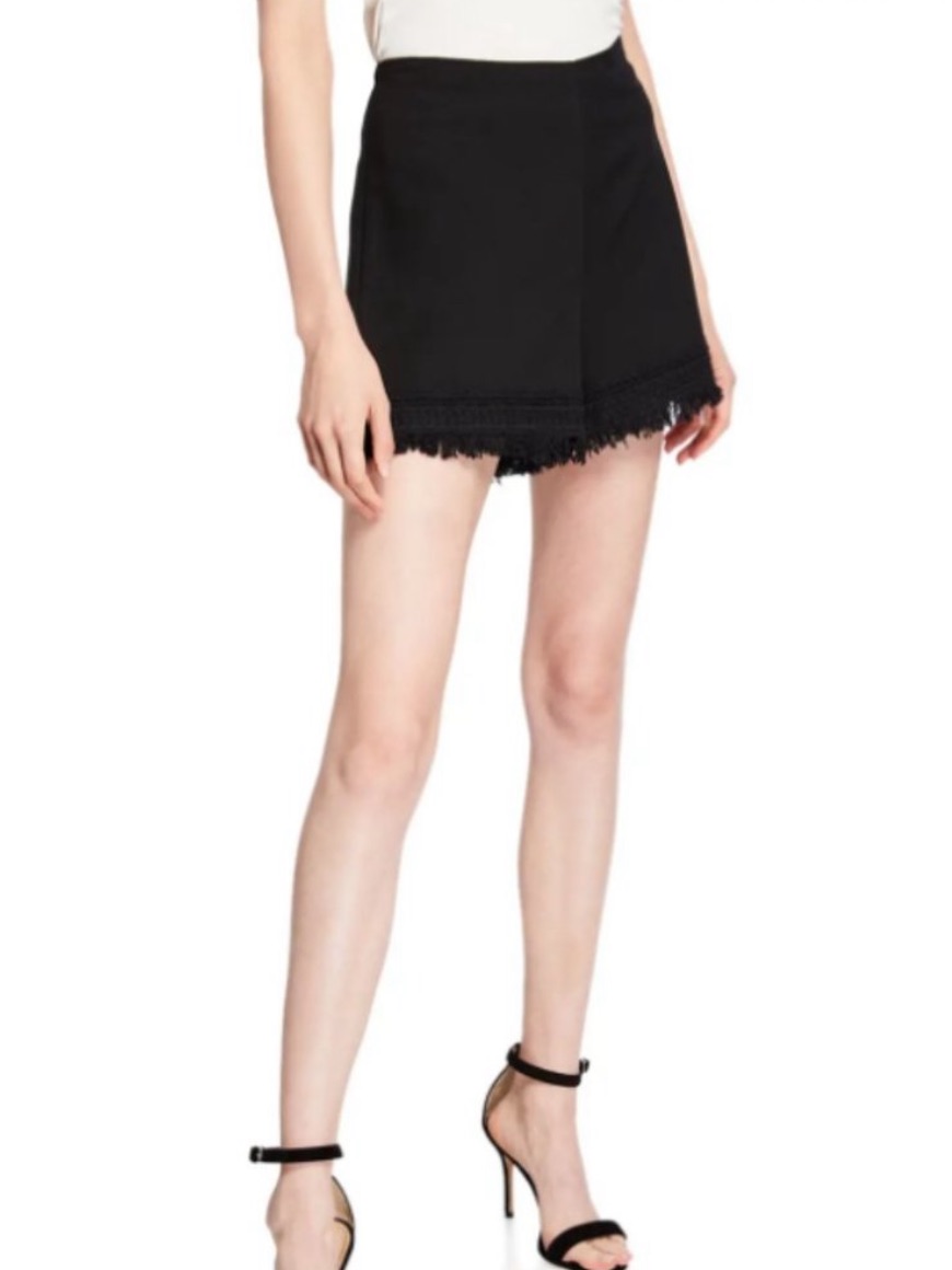 Cupcakes & Cashmere Black Fringed Hem Shorts
